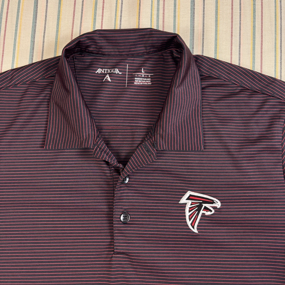 Atlanta Falcons Polo Shirt Mens Large Black NFL Football Antigua Collared EC